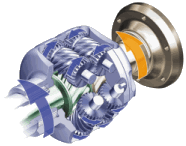 Cutaway image of a Torsen differential.